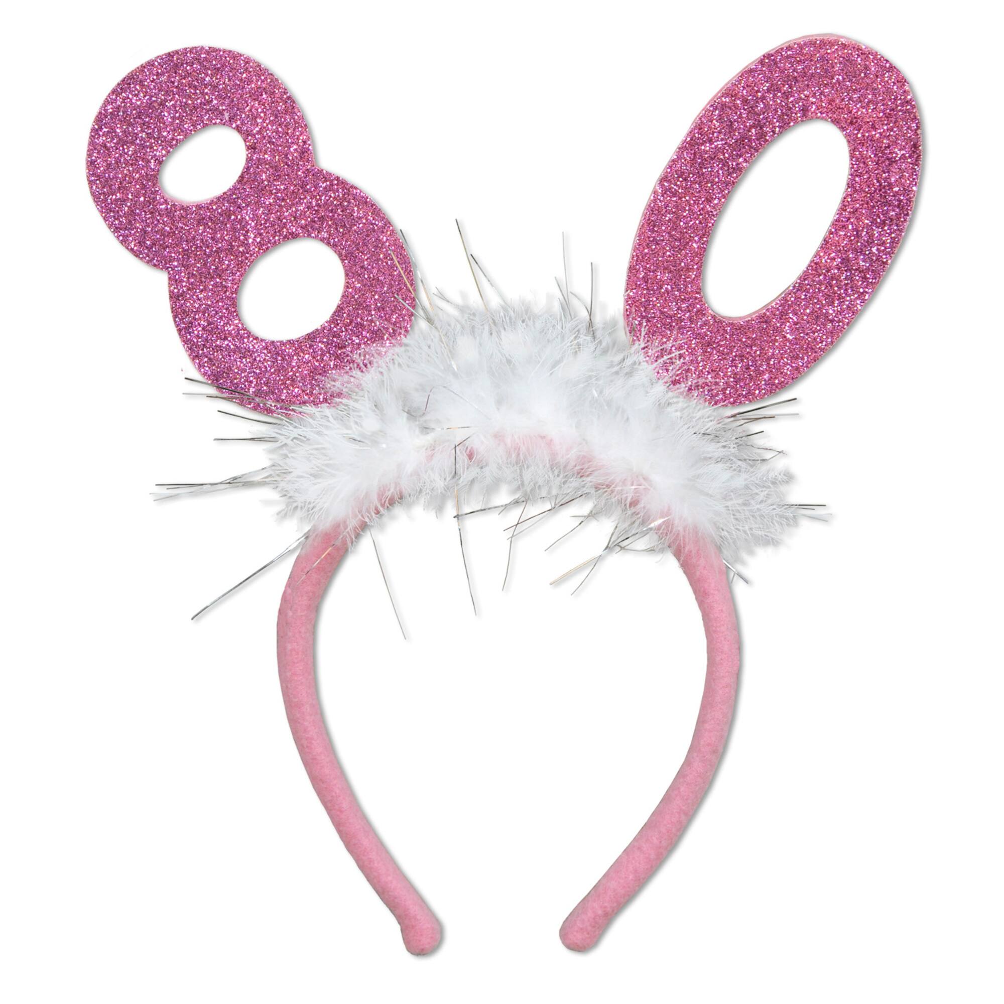 Beistle Adult Pink "80" Glittered Boppers with Marabou, 2ct.